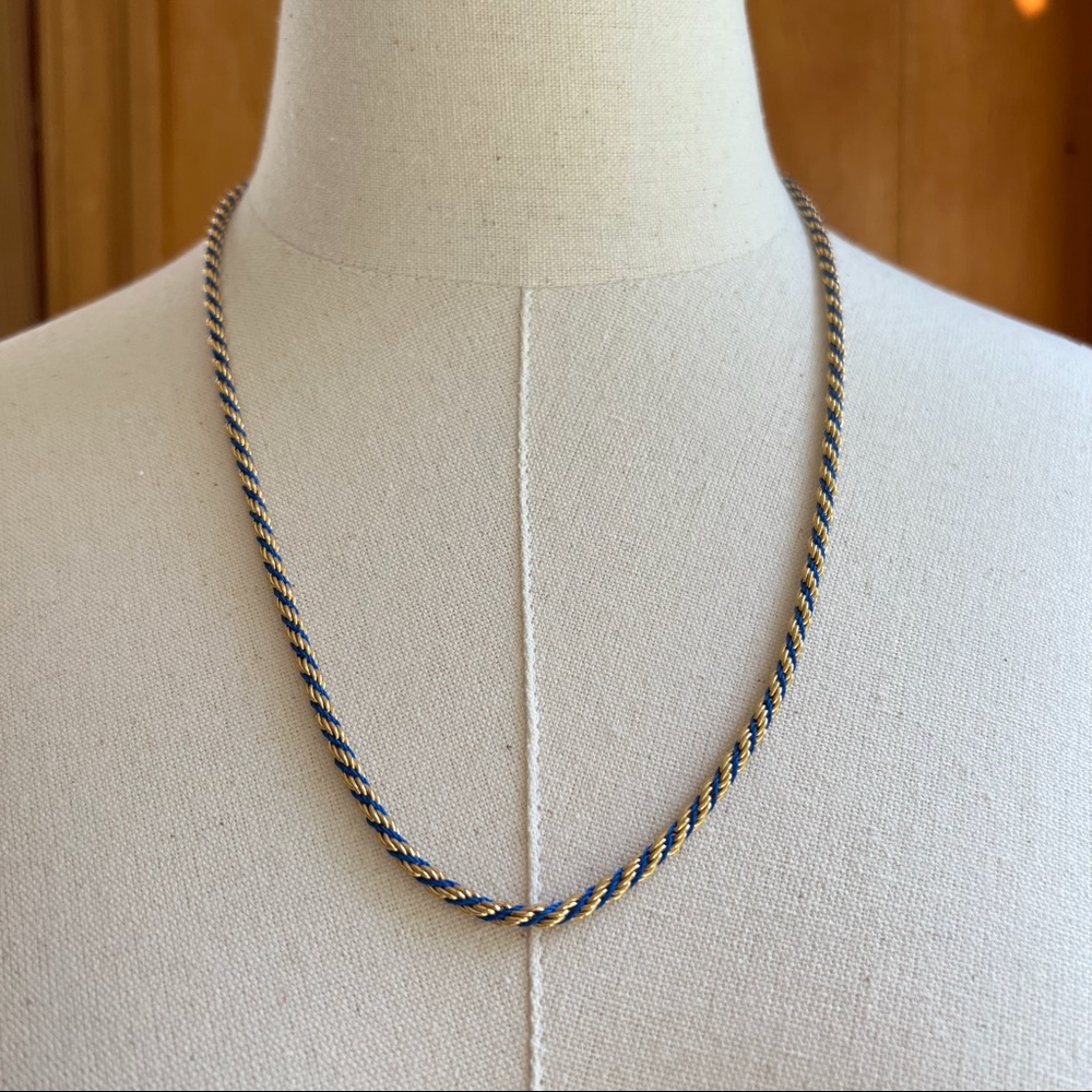 Vintage Goldtone & Blue Twist Rope Chain